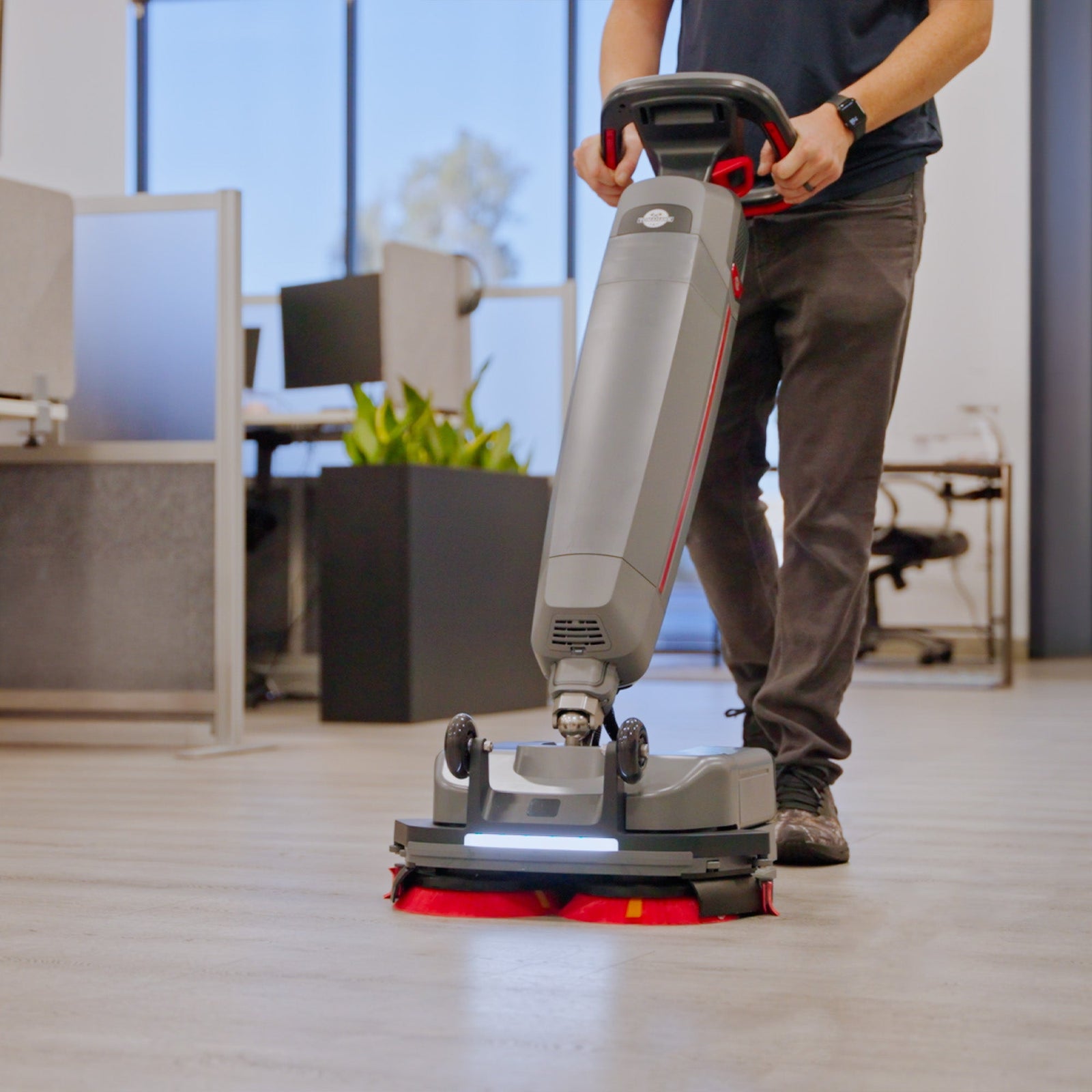 Tomahawk Electric Floor Scrubber Cleaner with 16” Power Mop Brushes Cordless Battery Powered