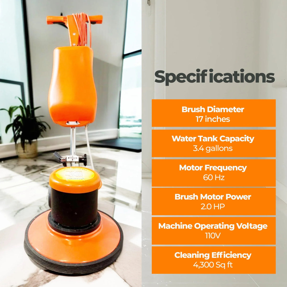 SM421AC 17" Professional Floor Scrubber &amp; Buffer