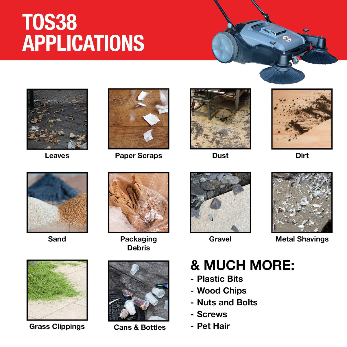 Commercial 38" Push Sweeper